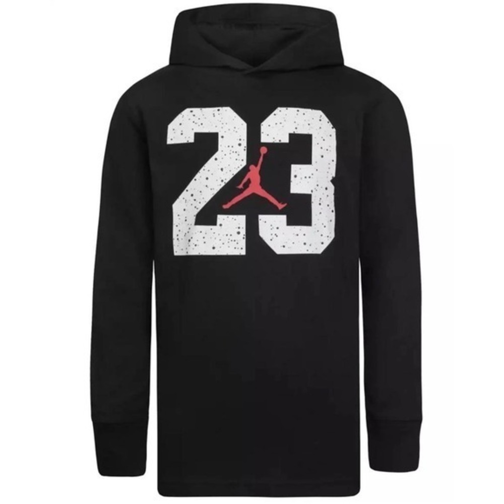 Jordan Hoodie T-Shirt Kids Size Med Black Graphic Long Sleeve NWT